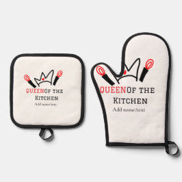 キッチンシェフのクイーン料理名の冠を追加 鍋つかみ&鍋敷きセット