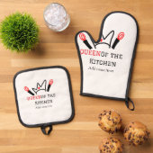 キッチンシェフのクイーン料理名の冠を追加 鍋つかみ&鍋敷きセット (トップダウン)