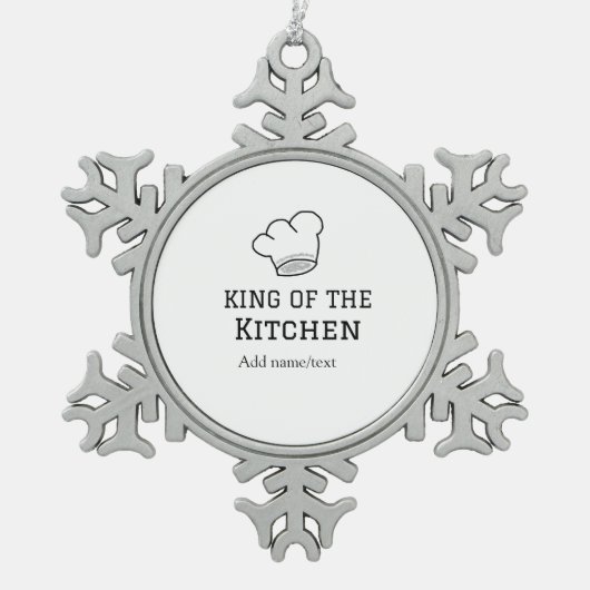 キッチンシェフの王料理名クラウンハ追加 スノーフレークピューターオーナメント (正面)
