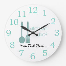 キッチンシェフロゴミントグリーンホワイトクロック