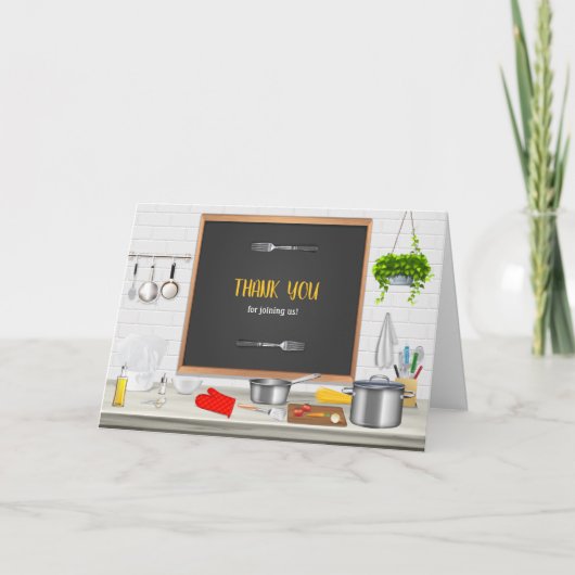 キッチンシェフ料理誕生日パーティー サンキューカード (正面)
