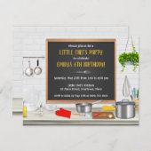 キッチンシェフ料理誕生日パーティー 招待状 (正面/裏面)