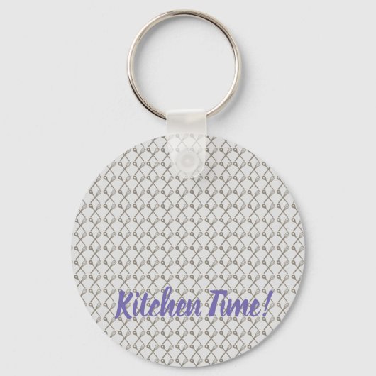 キッチンシェフ用のウィスクと料理スプーンのパターン キーホルダー (正面)