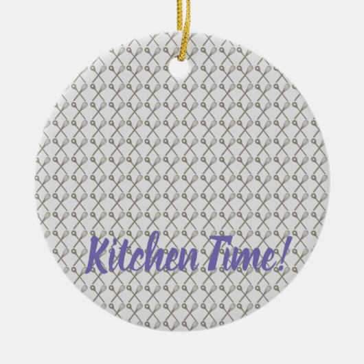 キッチンシェフ用のウィスクと料理スプーンのパターン セラミックオーナメント (正面)
