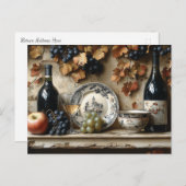  キッチンシェルフ ワインボトル ぶどう 皿  ポストカード (正面/裏面)