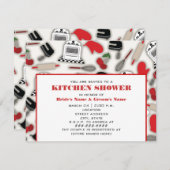 キッチンシャワー招待状-赤と黒 招待状 (正面/裏面)