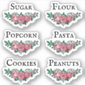キッチンジャースオーガナイズピンクローズヴィンテージフォント シール (正面)