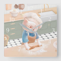 キッチンスクエア転がワのシェフハット生地に猫