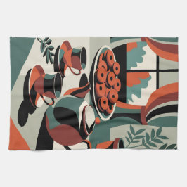 キッチンスタイル50の抽象芸術茶とビスケット キッチンタオル