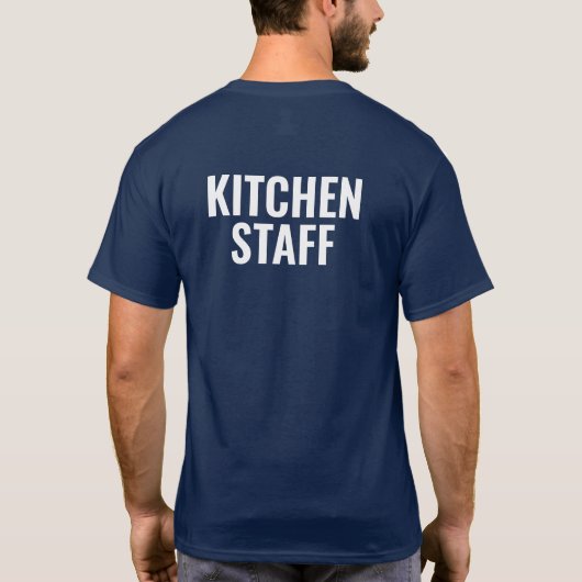 キッチンスタッフTシャツユニフォームカスタムネームロゴ Tシャツ (裏面)