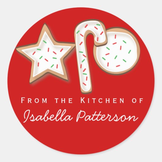 キッチンステッカー赤からクリスマスのクッキー ラウンドシール (正面)