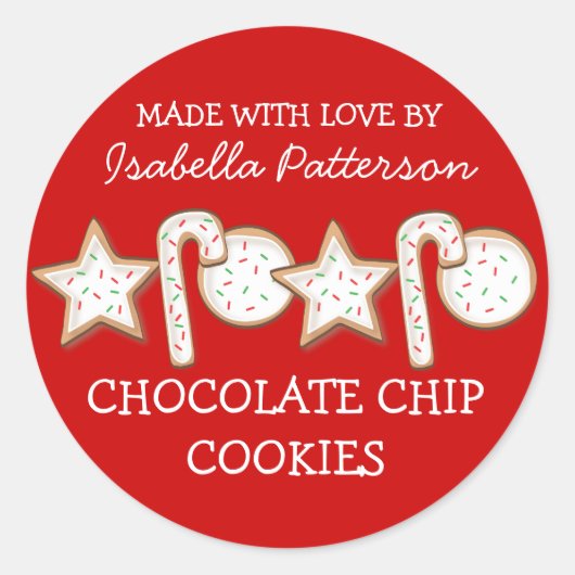 キッチンステッカー赤からクリスマスのクッキー ラウンドシール (正面)