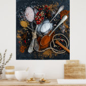 キッチンスパイスと調味料 ポスター (キッチン)