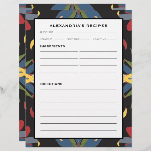 キッチンタイルカラフルレシピバインダーページ (正面/裏面)