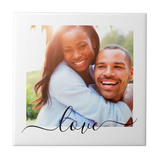 キッチンタイル写真テンプレートラブ文字ホワイト タイル (正面)