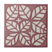 キッチンタイル、バラ赤と白葉 タイル (正面)