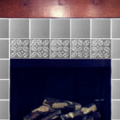 キッチンタイル、灰色と白の卵形の葉 タイル