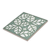 キッチンタイル、緑と白の卵形の葉 タイル (側面)