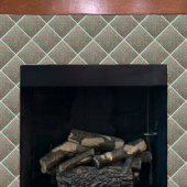 キッチンタイル、緑と錆の卵形の葉 タイル