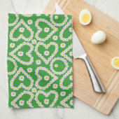 キッチンタオカスタマイズルへ、緑のデイジーチェーン キッチンタオル (四つ折り)