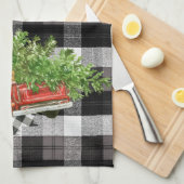 キッチンタオパーソナライズされたルクリスマストラックバッファロープライ キッチンタオル (四つ折り)