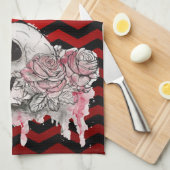 キッチンタオパーソナライズされたルスカルバラゴシックシェブロン キッチンタオル (四つ折り)