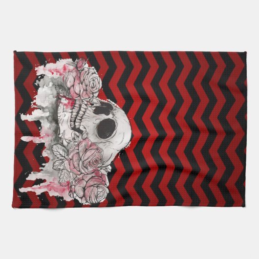 キッチンタオパーソナライズされたルスカルバラゴシックシェブロン キッチンタオル (横)