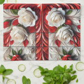 キッチンタオルと英語バラデザイン キッチンタオル (折り畳み)