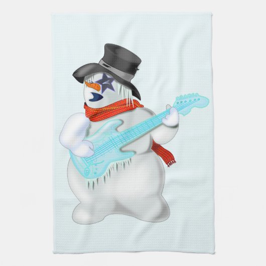キッチンタオルと雪だるまギタリストおもしろい- キッチンタオル (縦)