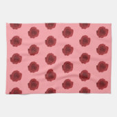 キッチンタオルに赤バラ花継ぎ目無し模様 キッチンタオル (横)