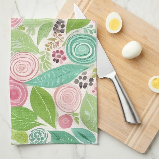 キッチンタオルのお洒落水彩画を切る キッチンタオル (四つ折り)