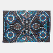 キッチンタオルのドットアートパターン