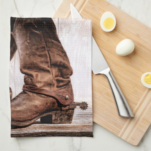 キッチンタオルのブーツ田舎の素朴な西部の衣服バ キッチンタオル (四つ折り)