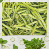 キッチンタオルの上の緑の豆 キッチンタオル (折り畳み)