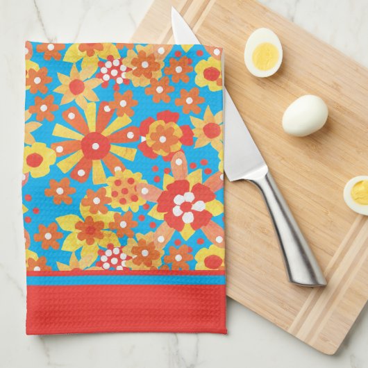 キッチンタオルまたはティータオル、オレンジディティフローラ キッチンタオル (四つ折り)