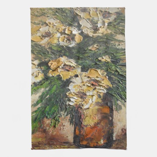 キッチンタオルアン絵画ヘイズの黄色い花 キッチンタオル (縦)