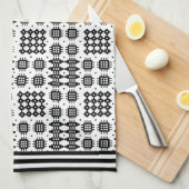 キッチンタオルウェルシュタペストリーデザインブラックオンホワイト キッチンタオル (四つ折り)