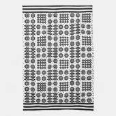 キッチンタオルウェルシュタペストリーデザインブラックオンホワイト キッチンタオル (縦)