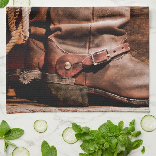 キッチンタオルカウボーイブーツバームウッドカ素朴ウンター キッチンタオル (折り畳み)