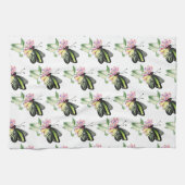 キッチンタオルグリーンバードバタフライプリント キッチンタオル (横)