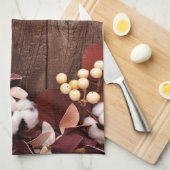 キッチンタオルコットンブランチ上のダークウッドステムクン キッチンタオル (四つ折り)