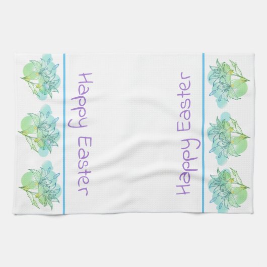 キッチンタオルハッピーイースターユリ キッチンタオル (横)