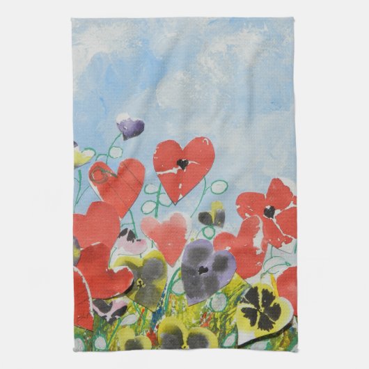 キッチンタオルハート型バレンタイン花園 キッチンタオル (縦)