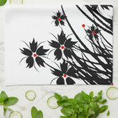 キッチンタオルフローラレッド白黒2 DECORセット キッチンタオル (折り畳み)