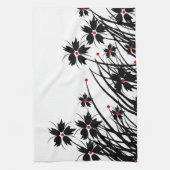 キッチンタオルフローラレッド白黒2 DECORセット キッチンタオル (縦)