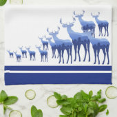 キッチンタオルブルー鹿/エルク キッチンタオル (折り畳み)