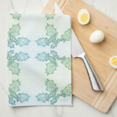 キッチンタオルホリーアロバープリント白い背景 キッチンタオル (四つ折り)