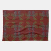 キッチンタオルホリーアロバープリント赤い背景 キッチンタオル (横)