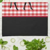 キッチンタオルレッドの格子鹿 キッチンタオル (折り畳み)