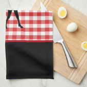 キッチンタオルレッドの格子鹿 キッチンタオル (四つ折り)